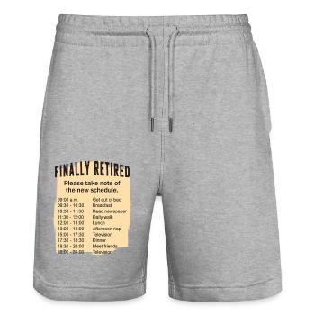 Les retraités planifient leurs activités quotidiennes - Short de jogging bio TRAINER Stanley/Stella unisexe - gris chiné - Devant - Nik (191cm) & Marisol (170cm)