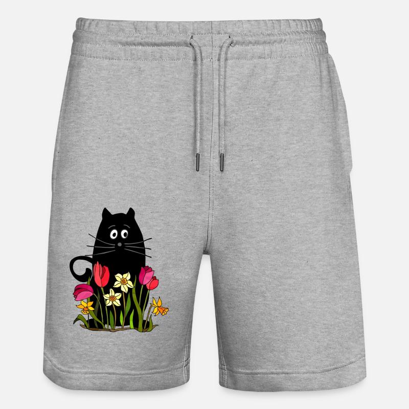Cat - Stanley/Stella Trainer Unisex Organic Jogging Shorts - heather grey
