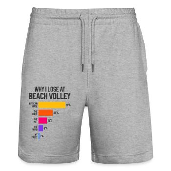 Why I Lose at Beach Volley Funny Volleyball Excuse - Stanley/Stella Trainer Unisex Organic Jogging Shorts - heather grey - Front - Nik (191cm) & Marisol (170cm)