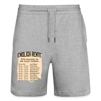 Rentner Zeitplan Tagesablauf, Endlich Rente - Stanley/Stella Unisex Bio Joggingshorts Trainer  - Grau meliert - Vorne - Nik (191cm) & Marisol (170cm)
