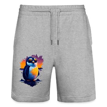 Pingouin mignon - Short de jogging bio TRAINER Stanley/Stella unisexe - gris chiné - Devant - Nik (191cm) & Marisol (170cm)