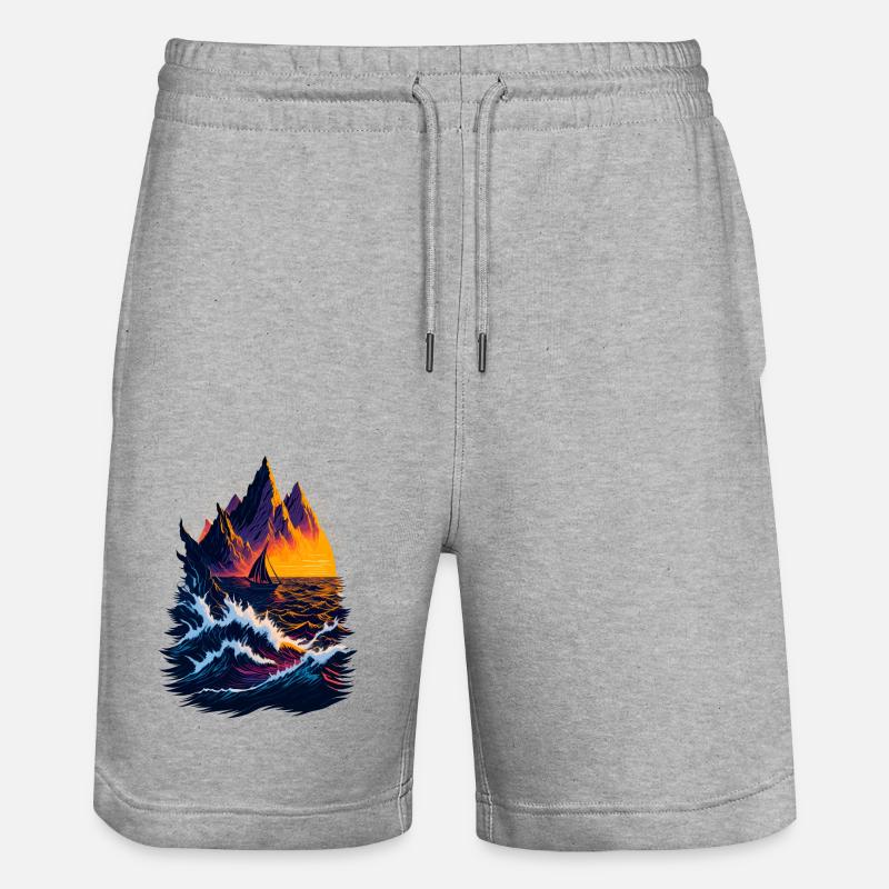 Fantastique illustration de paysage - Short de jogging bio TRAINER Stanley/Stella unisexe - gris chiné