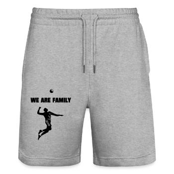 WE ARE FAMILY - Stanley/Stella Unisex Bio Joggingshorts Trainer  - Grau meliert - Vorne - Nik (191cm) & Marisol (170cm)
