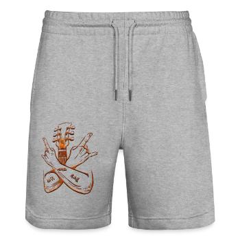 Rock Music Band Retro Gitarre Vintage Heavy Metal - Stanley/Stella Unisex Bio Joggingshorts Trainer  - Grau meliert - Vorne - Nik (191cm) & Marisol (170cm)
