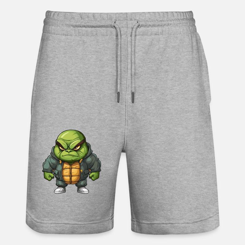 Grim Turtle Design - Cool & Unique - Stanley/Stella Trainer Unisex Organic Jogging Shorts - heather grey