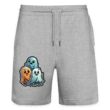 Sugary Ghost Trio Halloween Ghosts - Stanley/Stella Trainer Unisex Organic Jogging Shorts - heather grey - Front - Nik (191cm) & Marisol (170cm)
