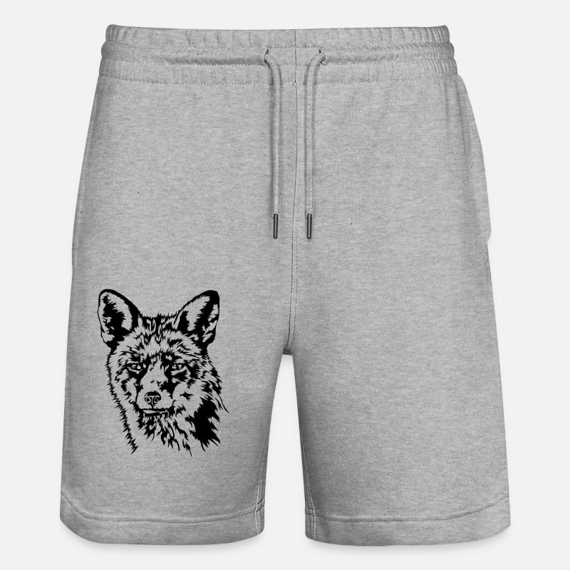 Fuchs Rotfuchs Wildtier Waldtier Wilsigns - Stanley/Stella Unisex Bio Joggingshorts Trainer  - Grau meliert
