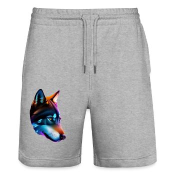 Wolf - Stanley/Stella Trainer Unisex Organic Jogging Shorts - heather grey - Front - Nik (191cm) & Marisol (170cm)