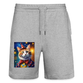 super mignon blanc Capybara peinture animal moelleux - Short de jogging bio TRAINER Stanley/Stella unisexe - gris chiné - Devant - Nik (191cm) & Marisol (170cm)