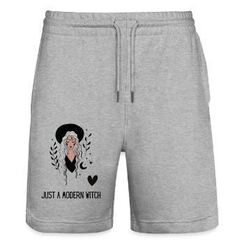 Modern Witch Hexe Spiritualität magisch - Stanley/Stella Unisex Bio Joggingshorts Trainer  - Grau meliert - Vorne - Nik (191cm) & Marisol (170cm)