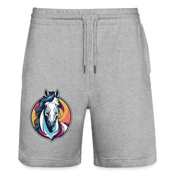 Cheval - Short de jogging bio TRAINER Stanley/Stella unisexe - gris chiné - Devant - Nik (191cm) & Marisol (170cm)