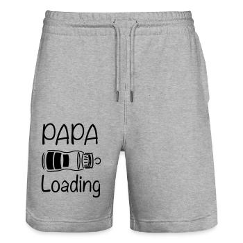 papa loading - Stanley/Stella Trainer Unisex Organic Jogging Shorts - heather grey - Front - Nik (191cm) & Marisol (170cm)