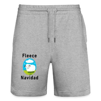 "Fleece Navidad" Christmas festive pun - Stanley/Stella Trainer Unisex Organic Jogging Shorts - heather grey - Front - Nik (191cm) & Marisol (170cm)