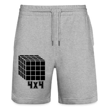 4x4 Würfel Cube - Stanley/Stella Unisex Bio Joggingshorts Trainer  - Grau meliert - Vorne - Nik (191cm) & Marisol (170cm)