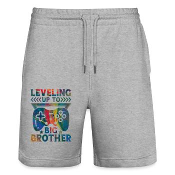Big Brother Baby Funny Promote Game Promoted - Stanley/Stella Trainer Unisex Organic Jogging Shorts - heather grey - Front - Nik (191cm) & Marisol (170cm)