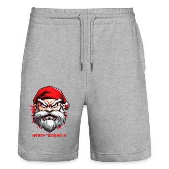 Wütender Weihnachtsmann - Ho Ho F**king Ho !! - Stanley/Stella Unisex Bio Joggingshorts Trainer  - Grau meliert - Vorne - Nik (191cm) & Marisol (170cm)