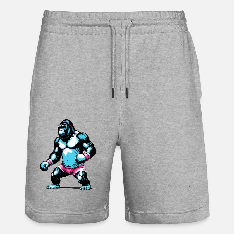 Gorille Boxeur Boxe - Short de jogging bio TRAINER Stanley/Stella unisexe - gris chiné