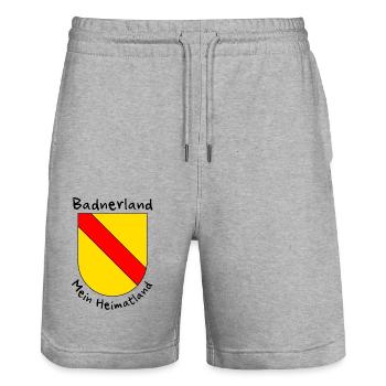 Badnerland - Mein Heimatland - Stanley/Stella Unisex Bio Joggingshorts Trainer  - Grau meliert - Vorne - Nik (191cm) & Marisol (170cm)