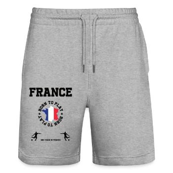 Frankreich - Stanley/Stella Unisex Bio Joggingshorts Trainer  - Grau meliert - Vorne - Nik (191cm) & Marisol (170cm)