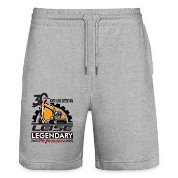 30. Geburtstag 1994 Bagger Spruch - Stanley/Stella Unisex Bio Joggingshorts Trainer  - Grau meliert - Vorne - Nik (191cm) & Marisol (170cm)
