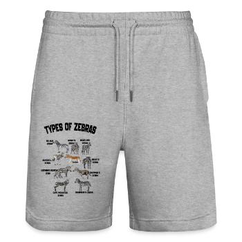 Arten von Zebras Liste Zebrarassen Tierliebhaber - Stanley/Stella Unisex Bio Joggingshorts Trainer  - Grau meliert - Vorne - Nik (191cm) & Marisol (170cm)
