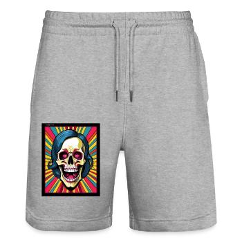 gedankenstürme one - Stanley/Stella Unisex Bio Joggingshorts Trainer  - Grau meliert - Vorne - Nik (191cm) & Marisol (170cm)