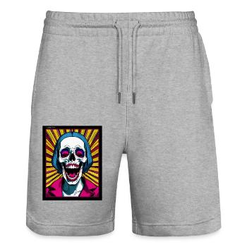 gedankenstürme three - Stanley/Stella Unisex Bio Joggingshorts Trainer  - Grau meliert - Vorne - Nik (191cm) & Marisol (170cm)