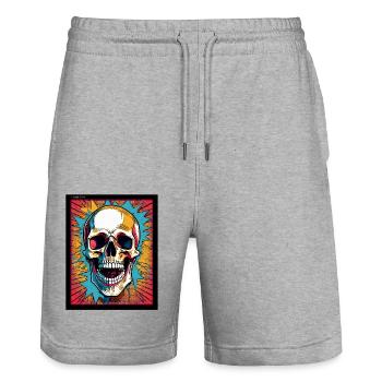 gedankenstürme two - Stanley/Stella Unisex Bio Joggingshorts Trainer  - Grau meliert - Vorne - Nik (191cm) & Marisol (170cm)