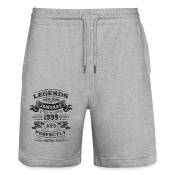 25th Birthday Legendary since January Born in 1999 - Stanley/Stella Trainer Unisex Organic Jogging Shorts - heather grey - Front - Nik (191cm) & Marisol (170cm)