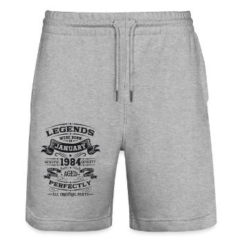 40th birthday Legendary since January Born in 1984 - Stanley/Stella Trainer Unisex Organic Jogging Shorts - heather grey - Front - Nik (191cm) & Marisol (170cm)