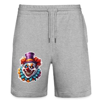Horror Clown / Circus / Funny / Show / Halloween - Stanley/Stella Trainer Unisex Organic Jogging Shorts - heather grey - Front - Nik (191cm) & Marisol (170cm)