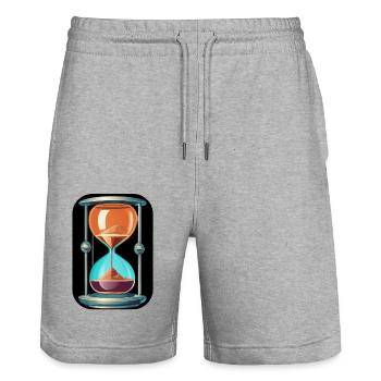 Sanduhr Sand Uhr sablier abstrakt Stundenglas - Short de jogging bio TRAINER Stanley/Stella unisexe - gris chiné - Devant - Nik (191cm) & Marisol (170cm)
