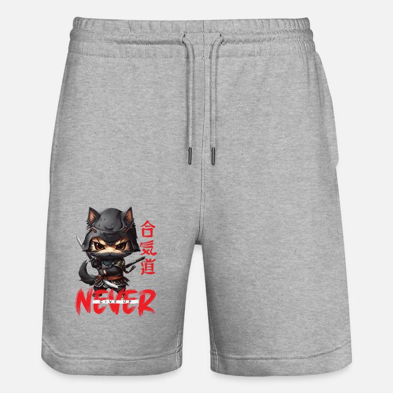 Ninja Cat N’abandonne jamais - Short de jogging bio TRAINER Stanley/Stella unisexe - gris chiné