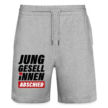 Enterrement de vie de jeune fille Jga Coeur - Short de jogging bio TRAINER Stanley/Stella unisexe - gris chiné - Devant - Nik (191cm) & Marisol (170cm)