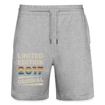 Limited Edition Geburtstag Party Jahrgang 2017 - Stanley/Stella Unisex Bio Joggingshorts Trainer  - Grau meliert - Vorne - Nik (191cm) & Marisol (170cm)