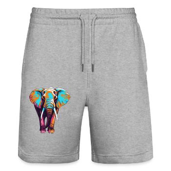 Elephant Elephant Animal Zoo Africa Savannah Safari - Stanley/Stella Trainer Unisex Organic Jogging Shorts - heather grey - Front - Nik (191cm) & Marisol (170cm)