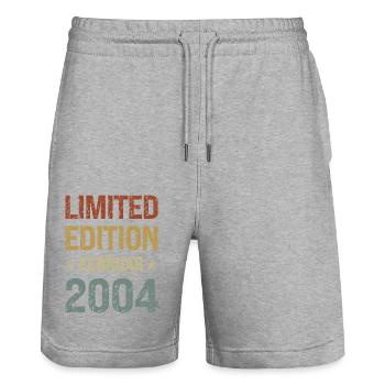 Limited Edition 20th Birthday Party Vintage 2004 - Stanley/Stella Trainer Unisex Organic Jogging Shorts - heather grey - Front - Nik (191cm) & Marisol (170cm)