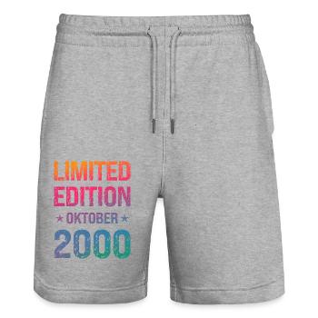 Limited Edition Birthday Party Vintage 2000 - Stanley/Stella Trainer Unisex Organic Jogging Shorts - heather grey - Front - Nik (191cm) & Marisol (170cm)