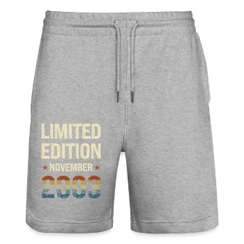Limited Edition 21 Birthday Party Vintage 2003 - Stanley/Stella Trainer Unisex Organic Jogging Shorts - heather grey - Front - Nik (191cm) & Marisol (170cm)