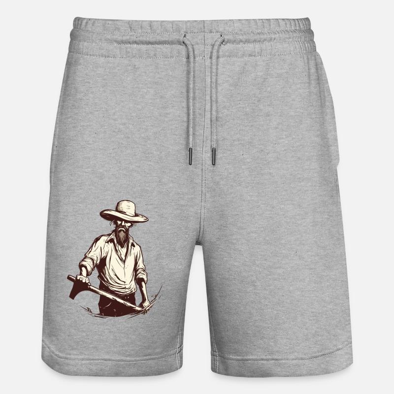Wütender Bauer Nr. 2 - Stanley/Stella Unisex Bio Joggingshorts Trainer  - Grau meliert