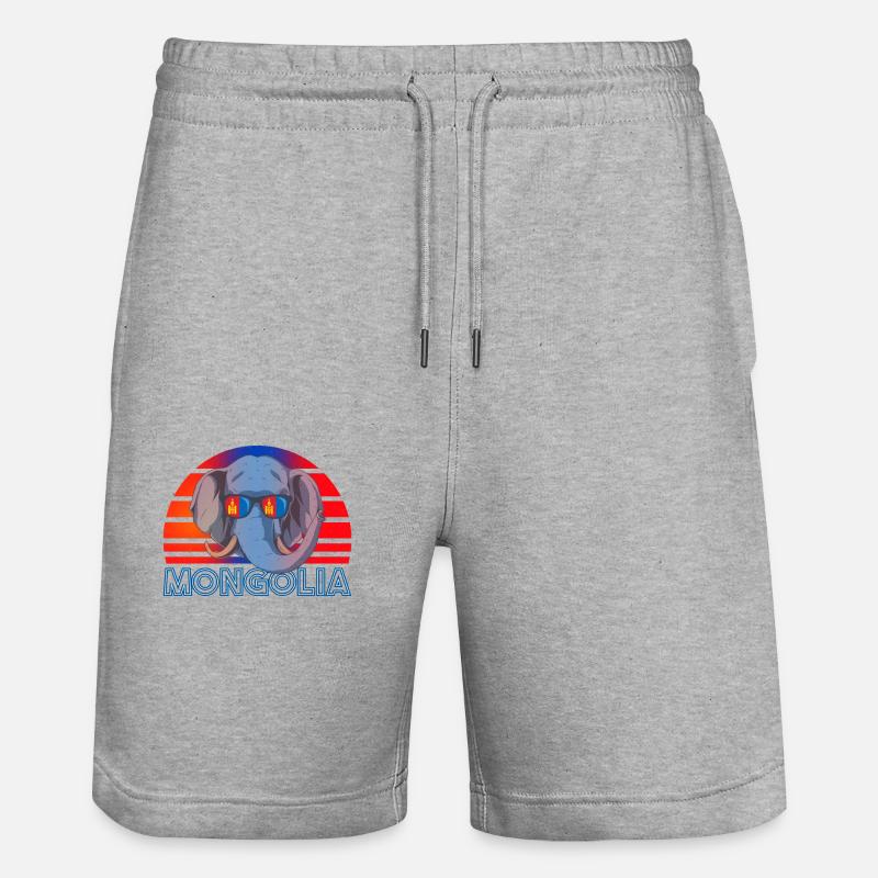 Mongolei - Stanley/Stella Unisex Bio Joggingshorts Trainer  - Grau meliert