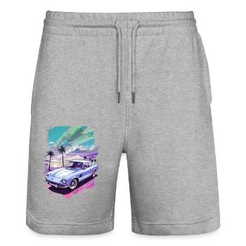 Los Angeles, USA, Amerika, Kalifornien, Mia, Retro - Stanley/Stella Unisex Bio Joggingshorts Trainer  - Grau meliert - Vorne - Nik (191cm) & Marisol (170cm)