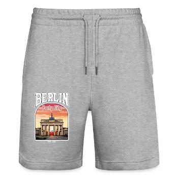 Berlin Party City 2 - Stanley/Stella Unisex Bio Joggingshorts Trainer  - Grau meliert - Vorne - Nik (191cm) & Marisol (170cm)