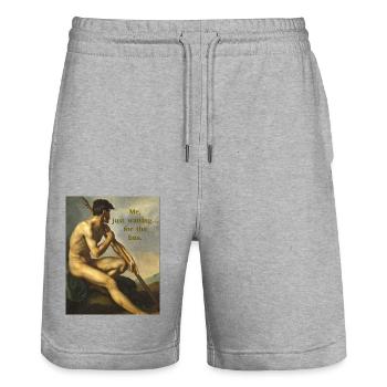 Mann mit Speer | Ölgemälde | Art | lustiger Spruch - Stanley/Stella Unisex Bio Joggingshorts Trainer  - Grau meliert - Vorne - Nik (191cm) & Marisol (170cm)