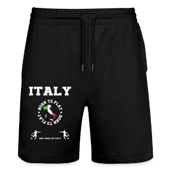 Italie - Short de jogging bio TRAINER Stanley/Stella unisexe - noir - Devant - Nik (191cm) & Marisol (170cm)