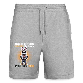 Reicht mit den Controller Hase zocken - Stanley/Stella Unisex Bio Joggingshorts Trainer  - Grau meliert - Vorne - Nik (191cm) & Marisol (170cm)