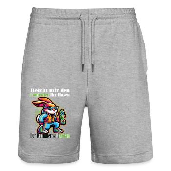 Reicht mit den Controller Hase zocken - Stanley/Stella Unisex Bio Joggingshorts Trainer  - Grau meliert - Vorne - Nik (191cm) & Marisol (170cm)