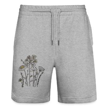 Dried Flowers Orange - Stanley/Stella Trainer Unisex Organic Jogging Shorts - heather grey - Front - Nik (191cm) & Marisol (170cm)