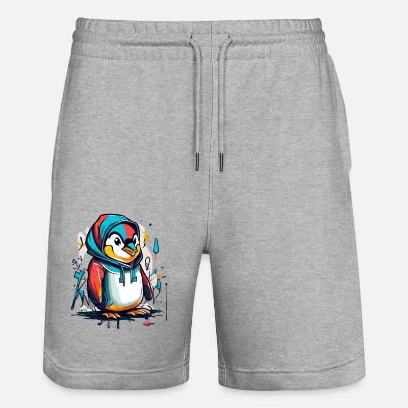 Cool Pinguin Graffiti - Stanley/Stella Unisex Bio Joggingshorts Trainer  - Grau meliert