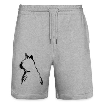 Katze, katzenmotiv - Stanley/Stella Unisex Bio Joggingshorts Trainer  - Grau meliert - Vorne - Nik (191cm) & Marisol (170cm)